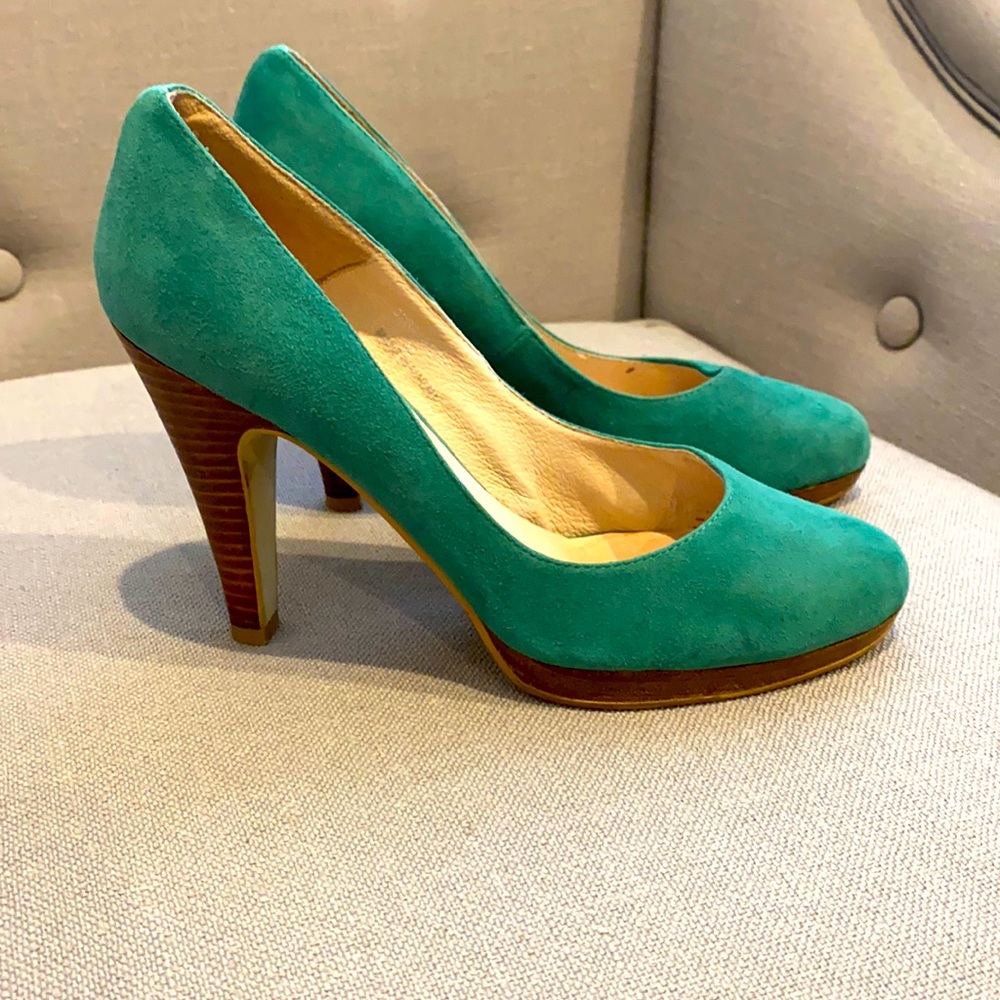 Topshop jade green suede shoes size 36